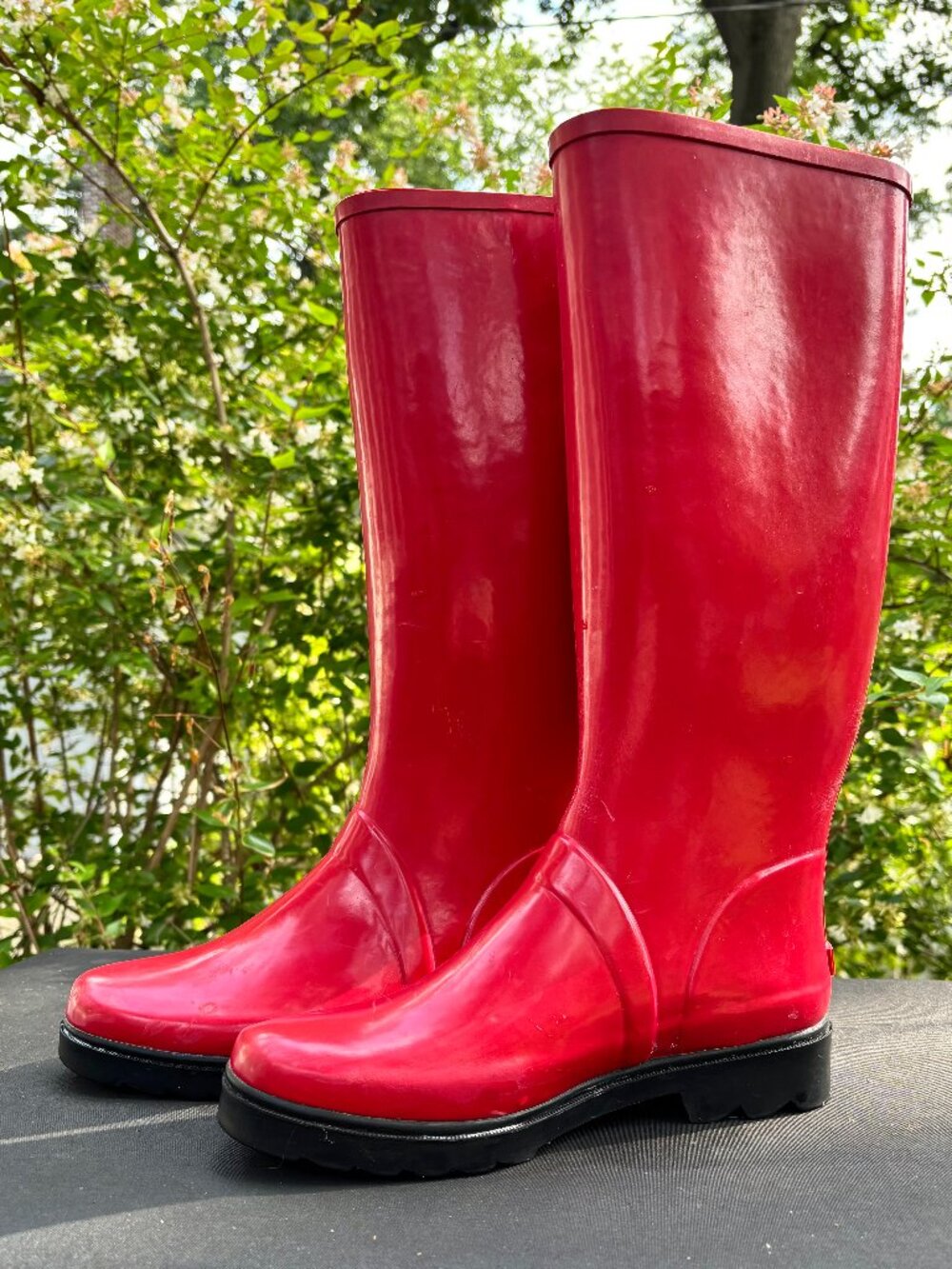 Polo by Ralph Lauren Red Women's Tall Rain Boots with Black Sole - Picture 7 of 10